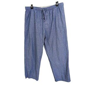 Denver Hayes Womens XL Casual Pants Chambray Blue Cotton Elastic Waist Pockets